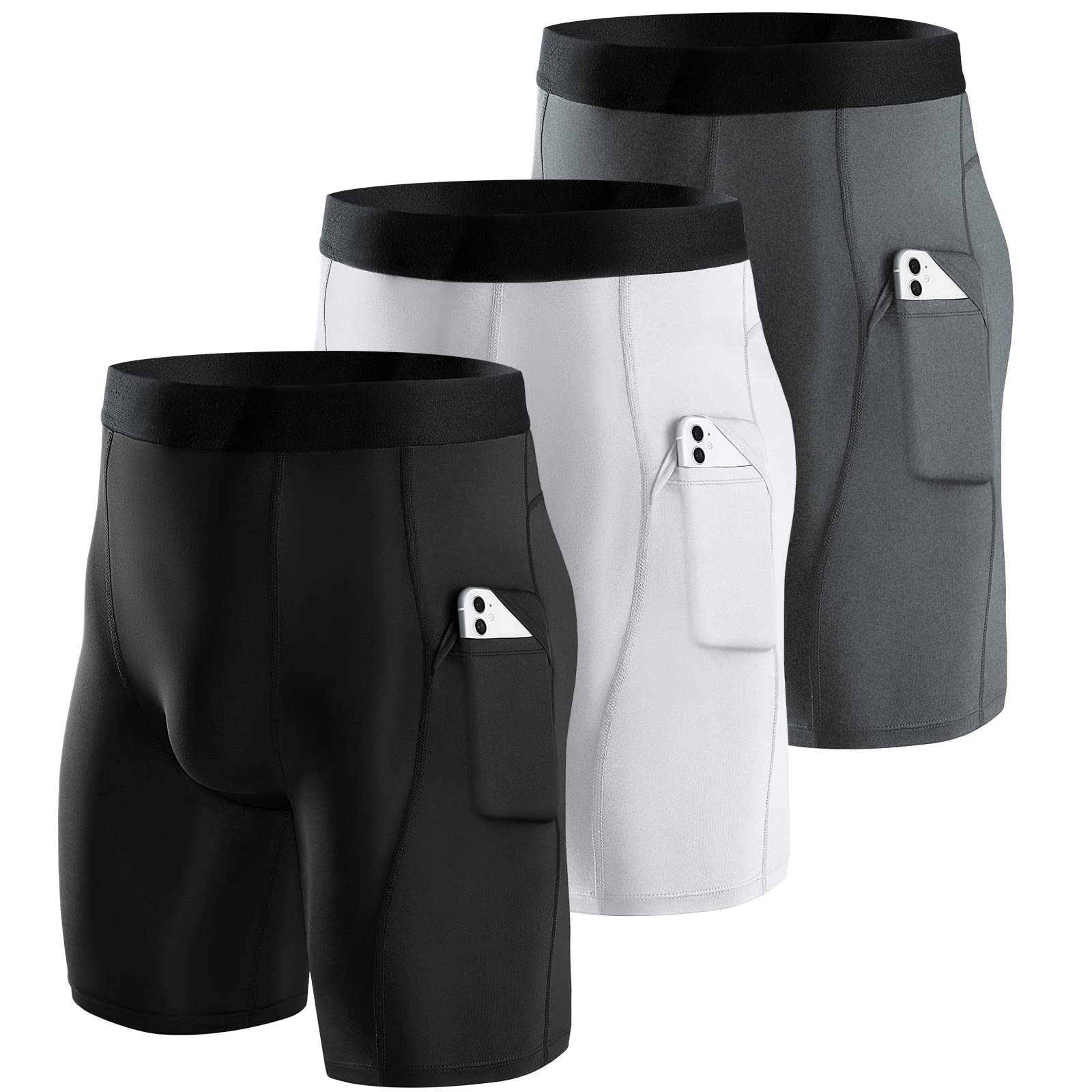 Niksa 1 or 3 Pack Mens Compression Shorts Running Base Layer Shorts Men's Workou