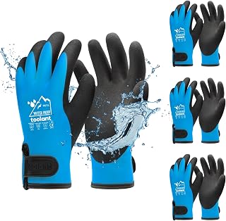 toolant 3 Pairs of 100% Waterproof Touch Screen Work Gloves Blue XL