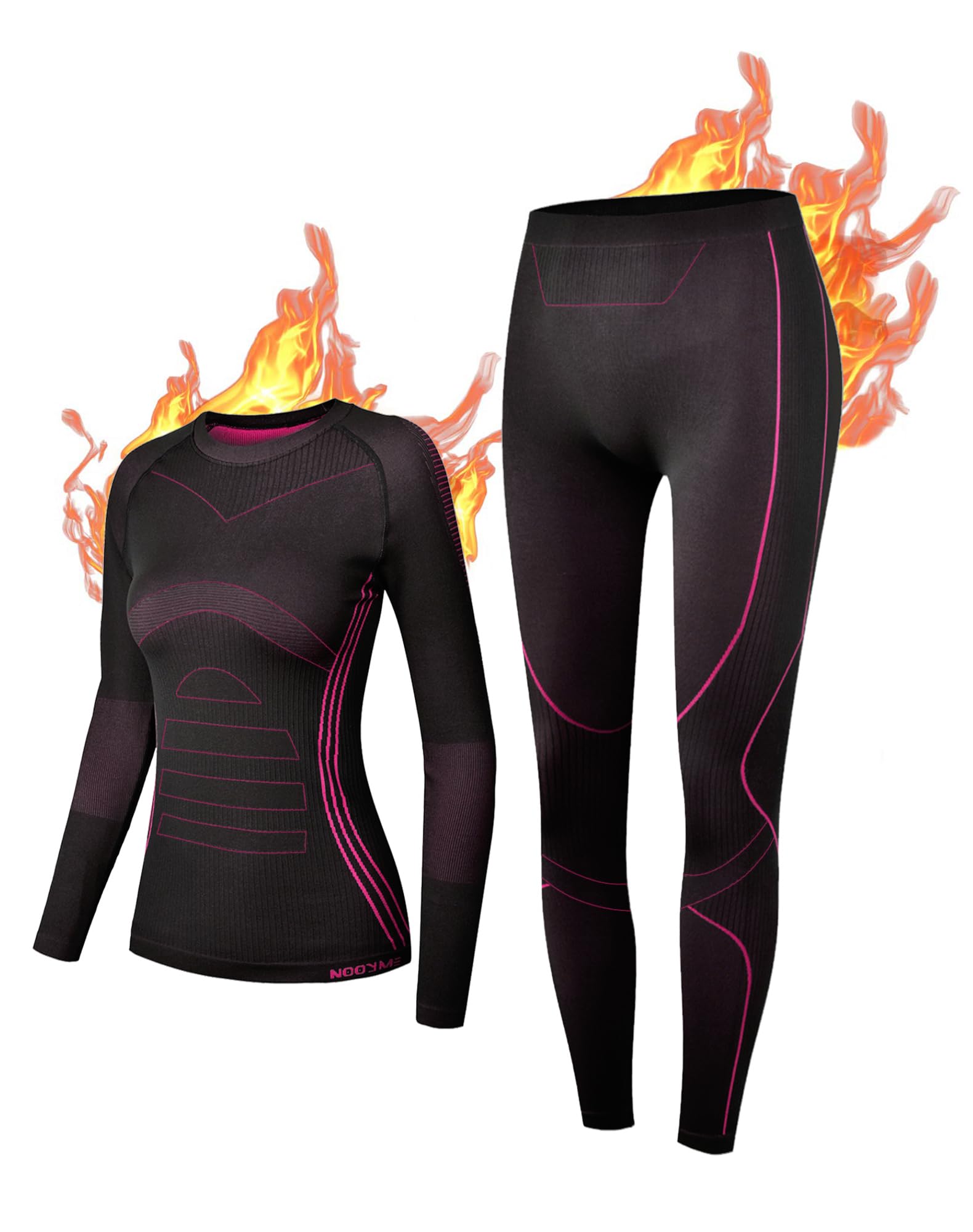 NOOYME Women's Thermal Underwear Functional Thermal Underwear for Skiing, Runnin