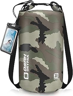 OSAH DRYPAK Waterproof Waterproof Bag 5L/10L/20L/30L/40L Dry Bag with Adjustable Shoulder Strap and Waterproof Phone Pouch for Water Sports, Kayaking, Rafting, Surfing, Camping, Green Camouflage, Dry