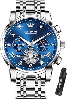 OLEVS Watches for Men Luxury Dress Stainless Steel Waterproof Chronograph