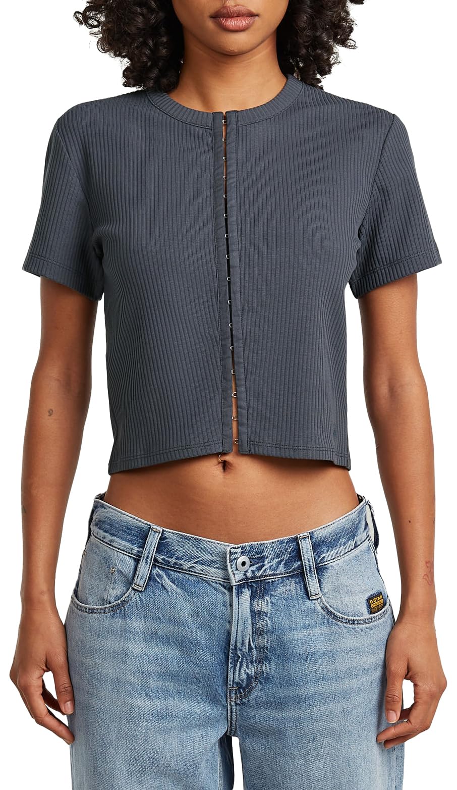 G-Star Hook & Eye Slim Rib R T Wmn T-Shirt Donna (Pacco da 1)
