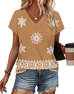 Womens T Shirts V Neck Cap Sleeve Summer Tops Basic Women Blouses Beach Vacation Spring Clothes