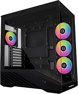 Lian Li Vector V100 ATX Mid-Tower PC Case with 4 ARGB PWM Fans, Black | Side I/O USB-C | Dust Filiter | Support 420mm GPUs & 360mm Radiator | Included GPU Bracket | LED & Display Platform (V100RX)