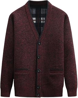Mens Cardigan Sweaters with Buttons Classic Men Sweater Pockets v Neck Men's Knitted Cardigans