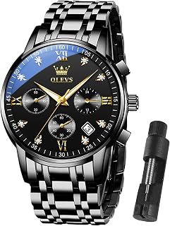 OLEVS Orologi al quarzo da uomo, stile casual, impermeabili, con cinturino in acciaio inossidabile dorato, regali per gli uomini