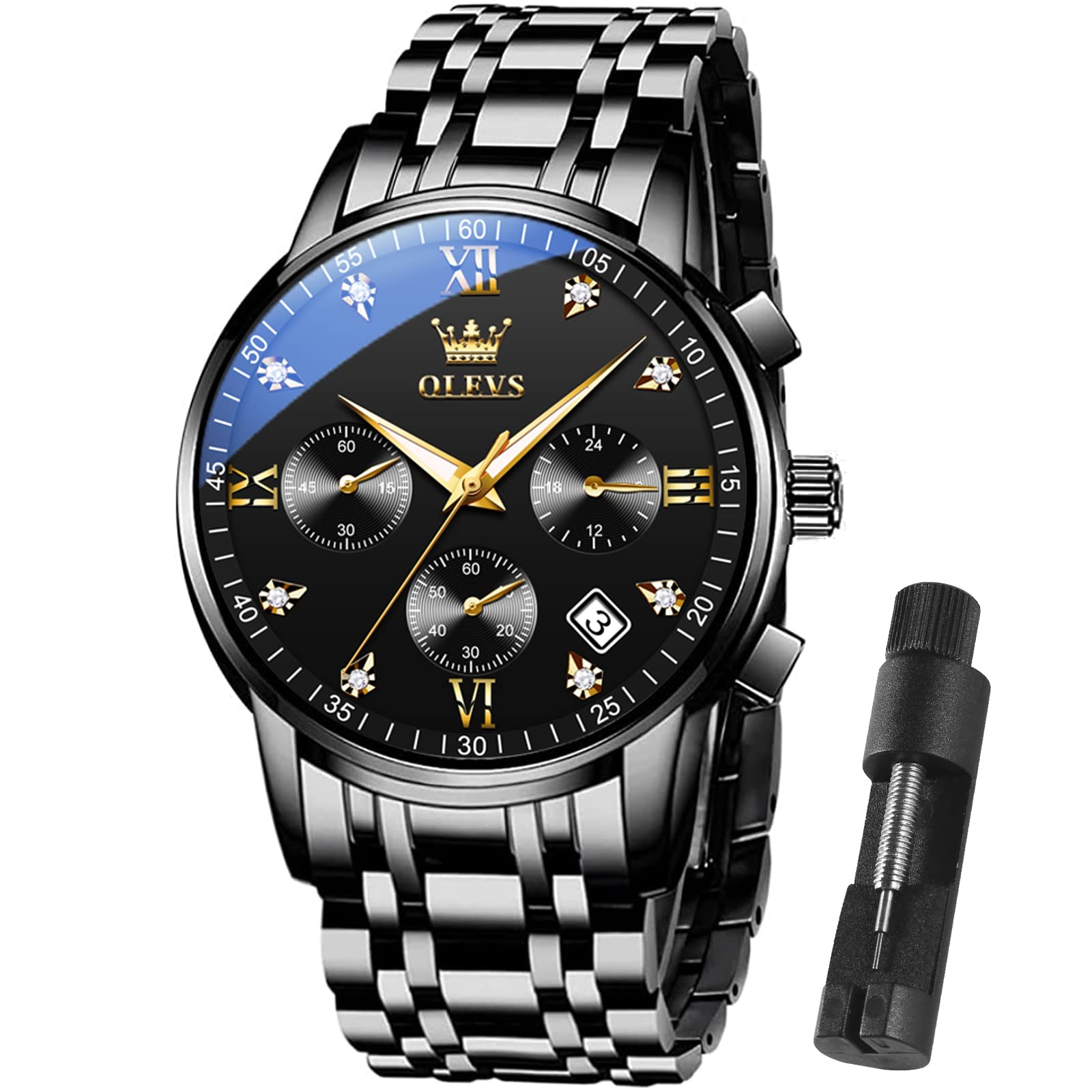 OLEVS Orologi al quarzo da uomo, stile casual, impermeabili, con cinturino in ac