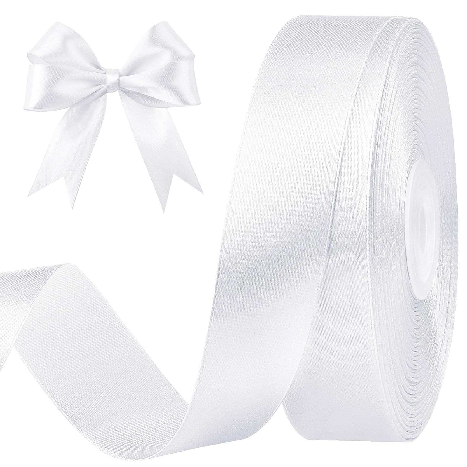 White Satin Ribbon, 1 Inch, 50 Yards