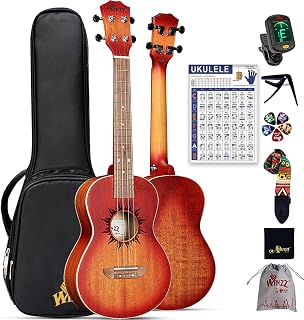 Winzz Tenor Ukulele Beginner Set for Adults, 26 Inch Mahogany Ukelele Starter Kit with Chord Chart and Capo, Unique Design Gifts