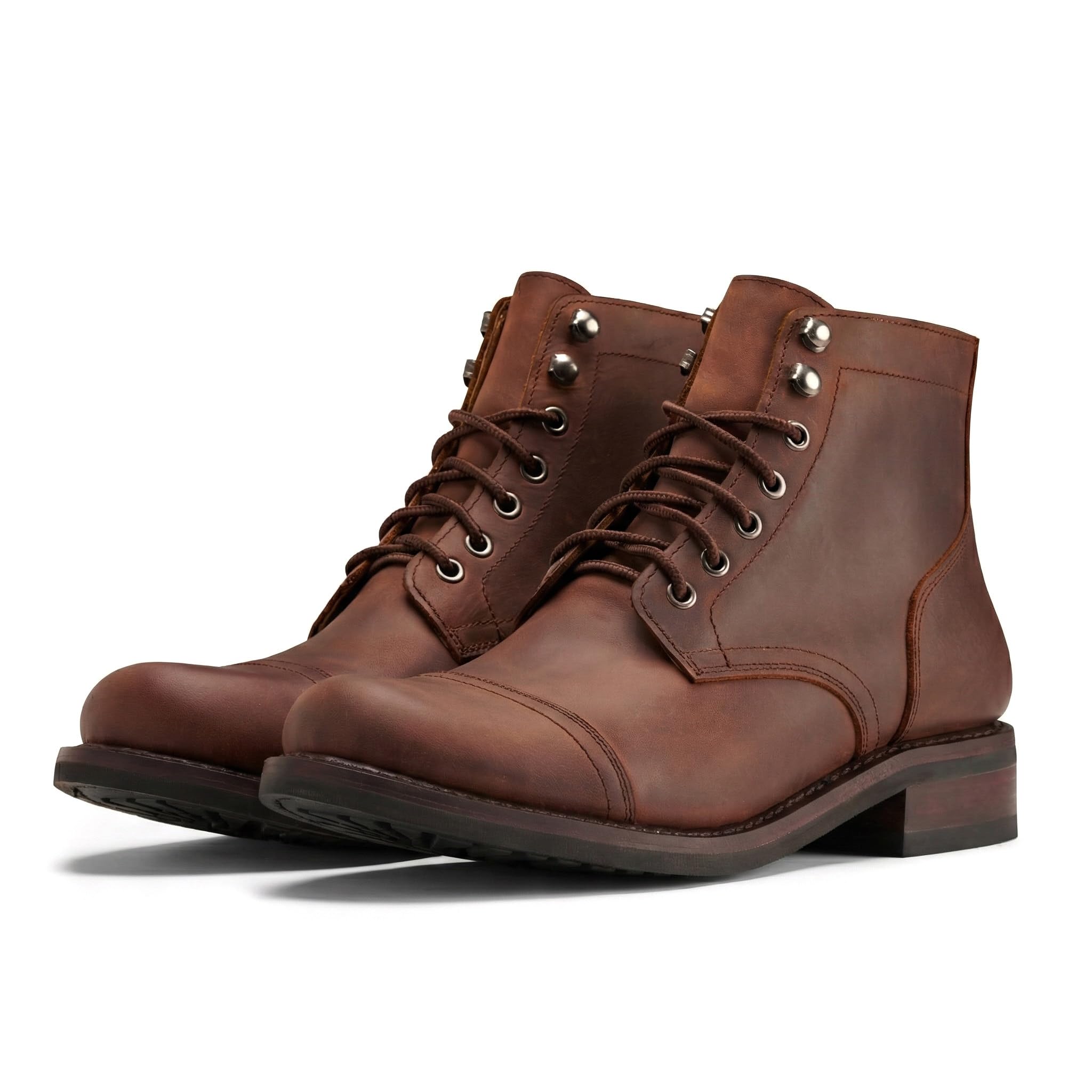 SUREWAY 6" Mens Lace Up Ankle Boots - Cap Toe Captain Genuine Leather Chukka Boo