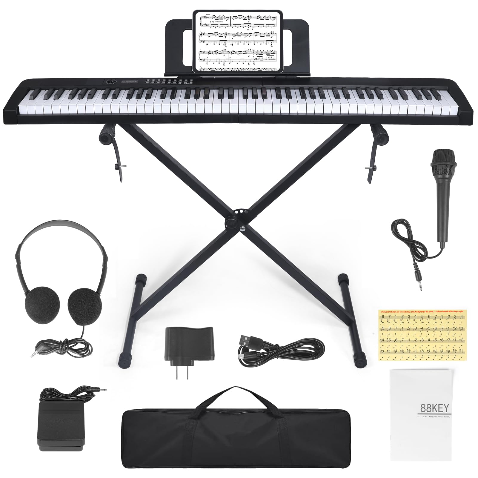 88 Key Piano Keyboard, Electric Digital Piano with Semi Weighted Keys, Keyboard 