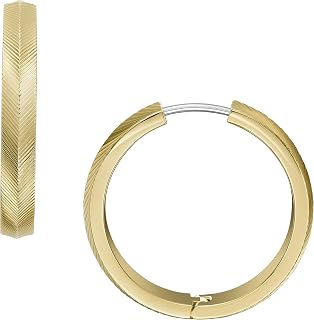 Fossil Women's Ellis Pavé Glitz Gold-Tone Brass Hoop Earrings
