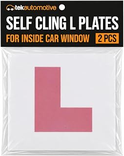 Tek Automotive Self Cling L Plates for Inside Car Window 2 Pack | Learner Driver Plates, For Car Glass, Reusable, Official UK Legal Size