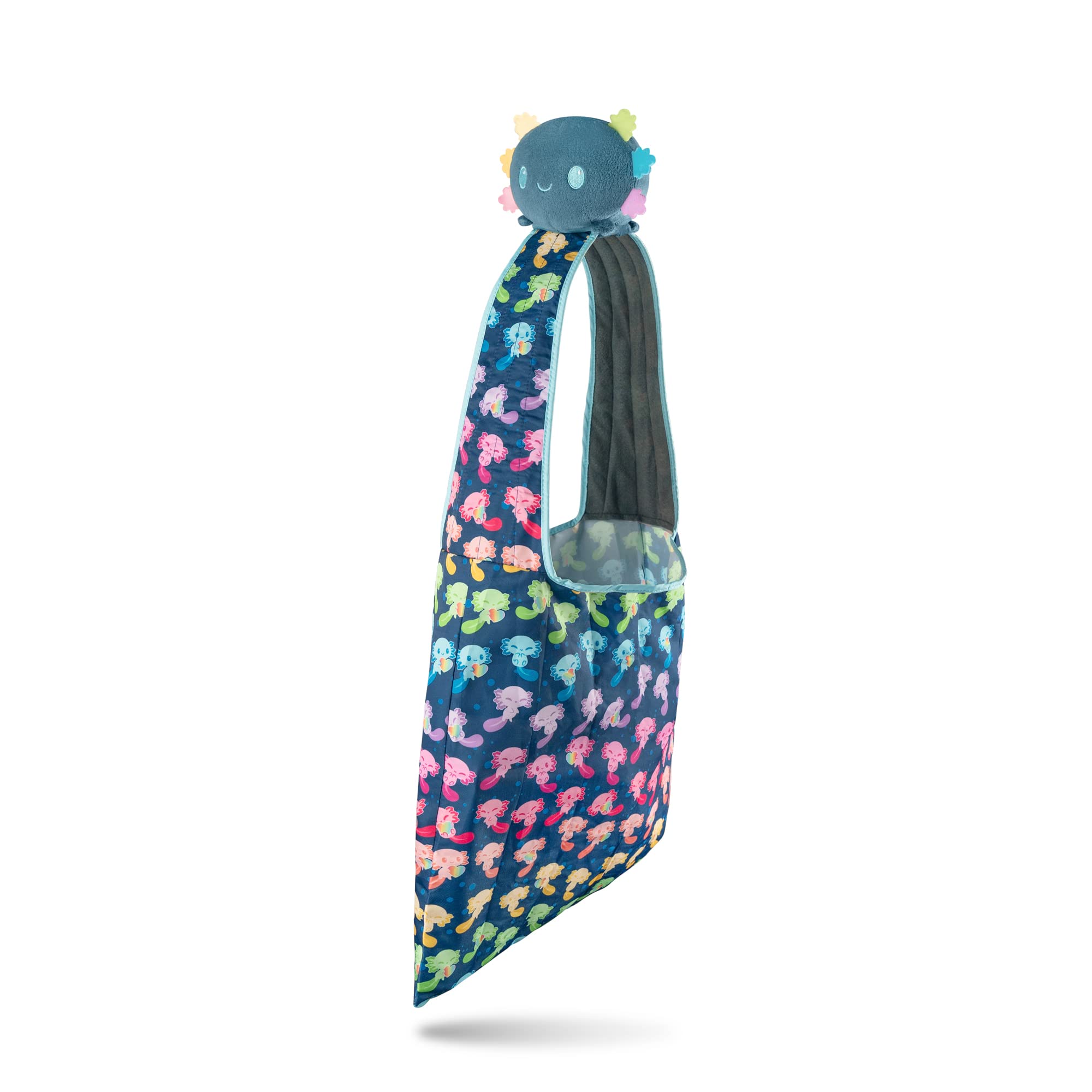 TeeTurtle Axolotl Blue & Rainbow Tote Bag | Reusable Tote Bag, Fun Graphic Print