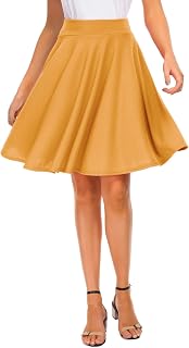 EXCHIC - Gonna basica da donna, stile casual, elasticizzata, gonna - Giallo - XL