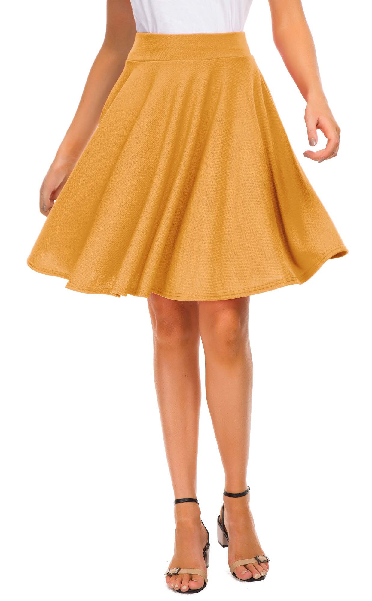 EXCHIC - Gonna basica da donna, stile casual, elasticizzata, gonna - Giallo - XL