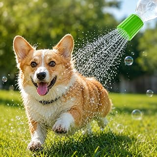 Portable Dog Shower Head, Silicone Bottle Cap Sprinkler for Water Bottle, 360° Water Spray Pet Bath Accessories for Camping, Hiking, Beach, Green 4.5X4cm