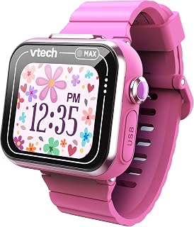 VTech KidiZoom Smart Watch MAX pink, English | Smartwatch with 1.69-inch touchscreen, dual cameras, 8 games, apps, voice effects and secure 2-player play. Ages 4+