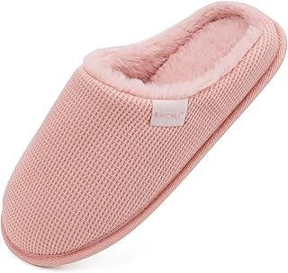 ONCAI Women's House Slippers, Cushion Memory Foam Waffle Upper Home Comfortable Warm Winter Cozy Soft Lightweight Indoor Best House Shoes Non-slip Rubber Sole US Size 5-11
