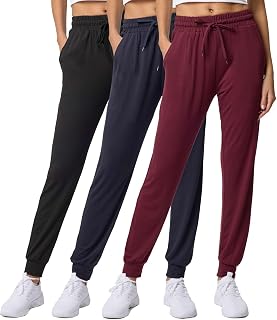 Real Essentials 3 Pack Womens Ultra Soft Jogging Bottoms Athletic Yoga Pants with Pockets (Available in Plus Size)