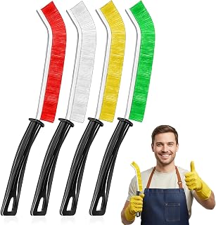 4 Pcs Crevice Cleaning Brush Set with Hard Bristles, Narrow Spaces with Long Handle for Home Use Kitchen Bathroom Sink Mixed Color