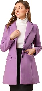 Allegra K Women's Single Breasted Peacoat Work A-line Winter Overcoat