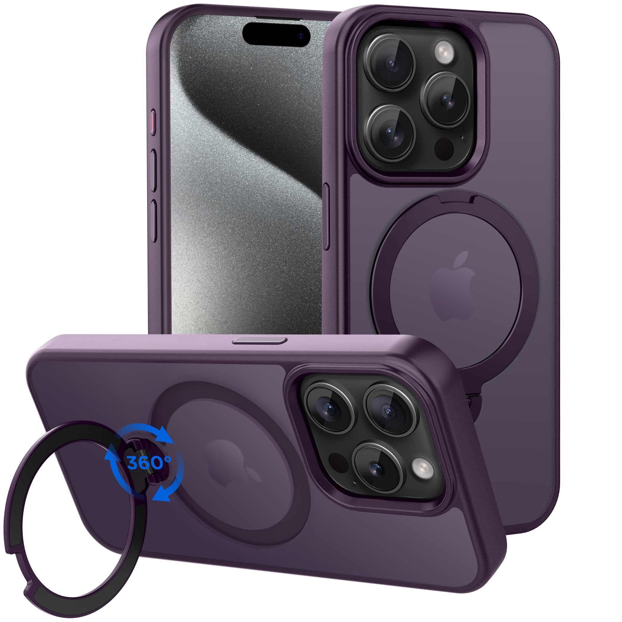 CACOE Magnetic Case for iPhone 15 Pro with Stand, Compatible with MagSafe