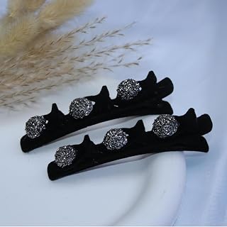 Duck Claim Hair Clips for Women 2 Pack - Non Slip Hair Claw for Thin and Thick Hair, Shiny Barrette Accessories (Black)