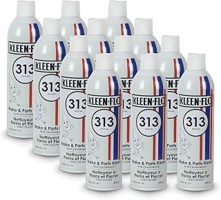 Kleen-Flo 313 Non-Chlorinated Brake Cleaner Spray | Professional Strength Fast-Drying Parts Kleen for Rotors, Drums, Discs, and Clutches | Low Odor & Residue-Free Formula (390g) (PACK of 12)