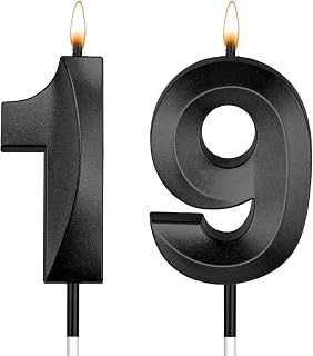 19 Candles for Birthday Cakes Black Happy 19th Birthday Decorations for Boys Number 91 Or 19 Year Old Birthday Decorations for Girls Women Men 19th Birthday Cake Topper Baking Sparkle Candles