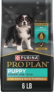 Purina Pro Plan High Protein Dry Puppy Food, Chicken & Rice, 6 lb Bag | Development puppy food with DHA for brain and vision development and calcium to build strong bones and teeth