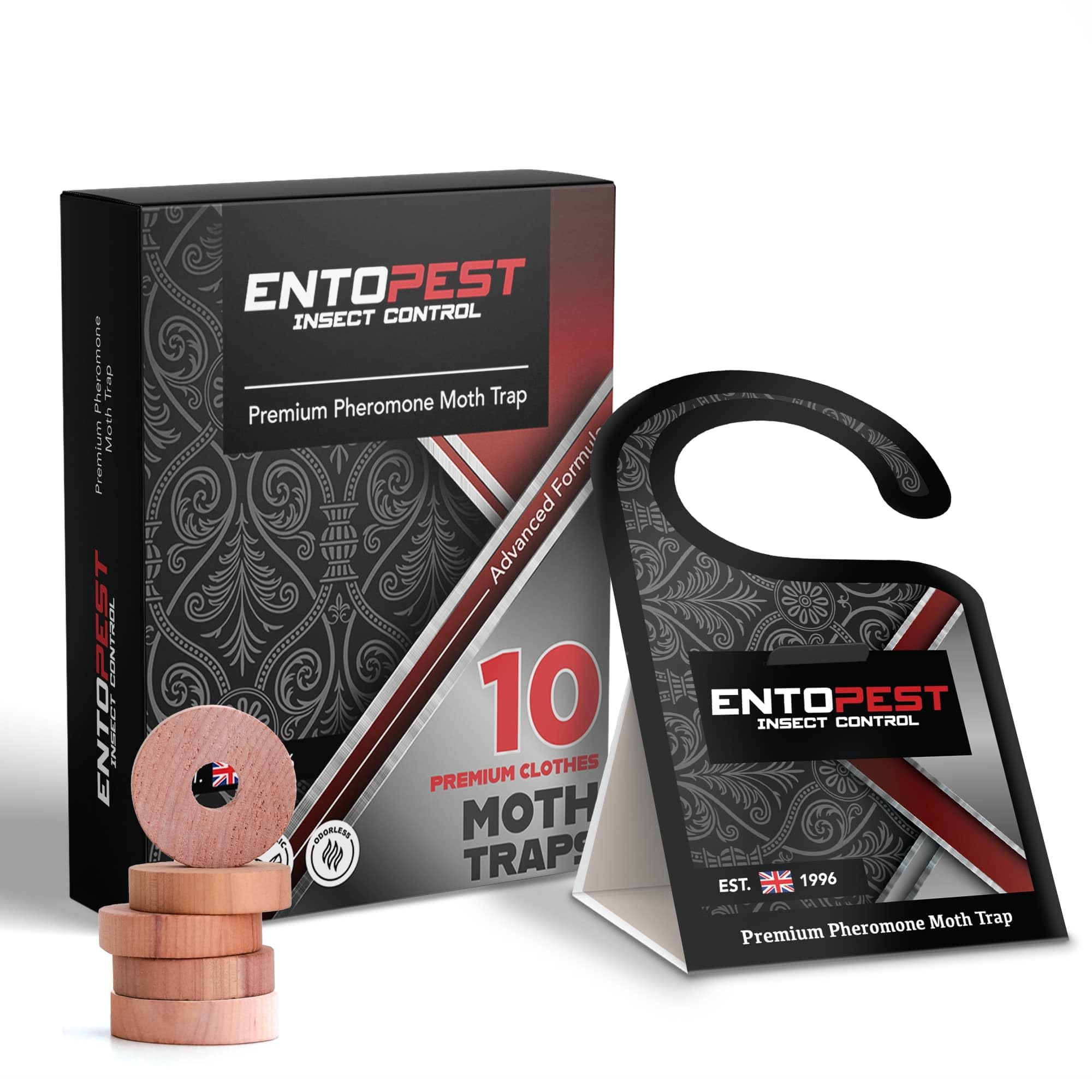 Entopest | 10 Moth Monitoring Peds + 5 Natural Cedar Rings – Detect Clothes Moth