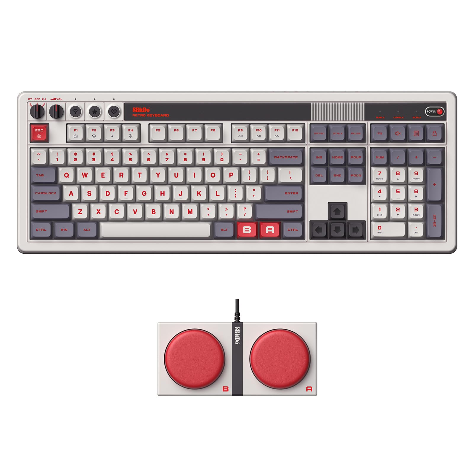 8BitDo Retro 108 Mechanical Keyboard with 108 Keys and Integrated Numpad, Blueto
