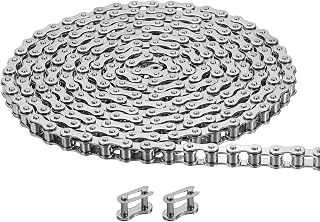 DTGN ANSI #41/ISO (DIN) 085-1 Roller Chain 10 Ft 240 Links Stainless Steel | 304 Operator Chain with 2 Connecting Links for Sliding Gate Operator Bike Replacement Electric Automatic