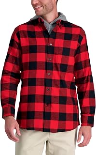 Haggar Men's Long Sleeve Cotton Flannel Plaid Shirt