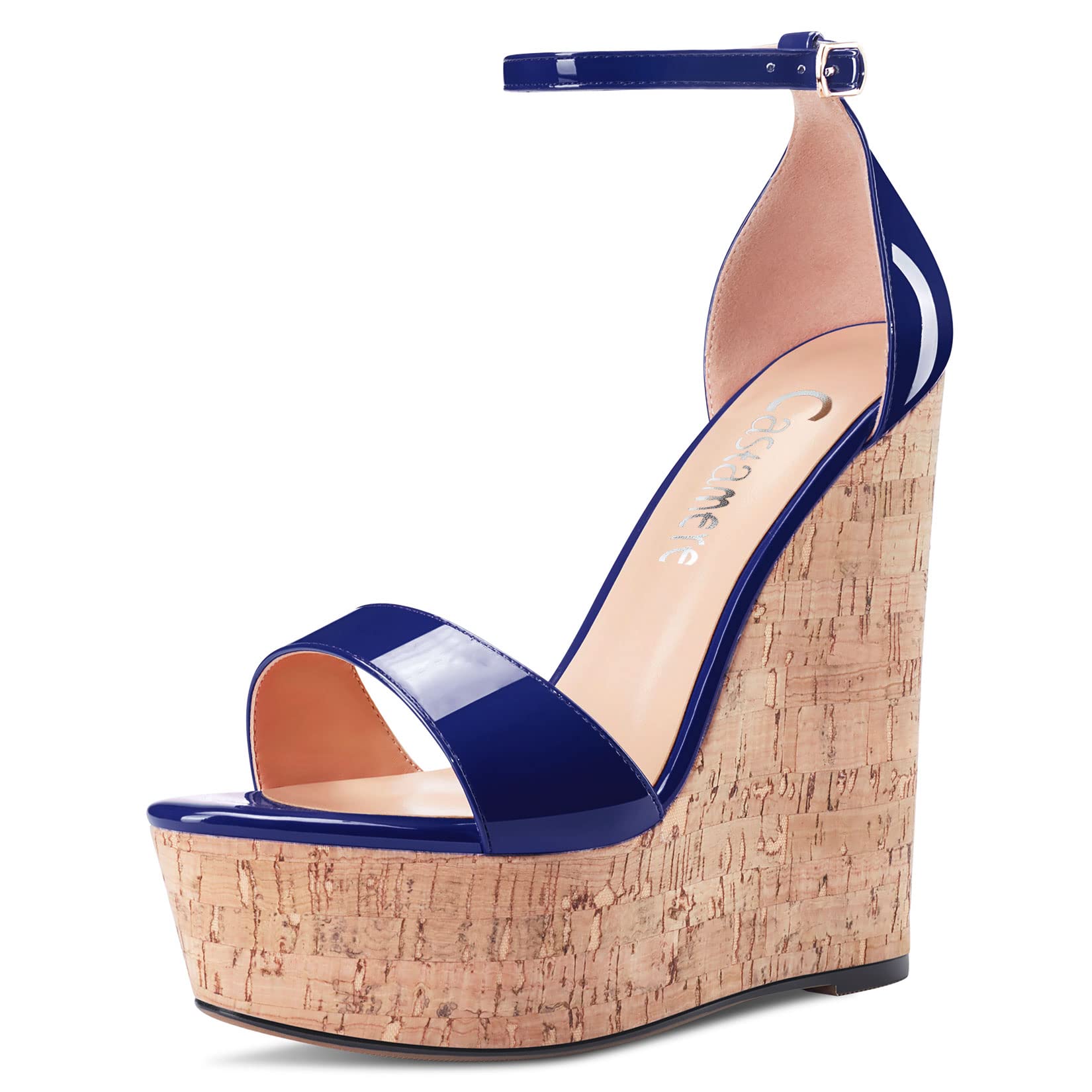 CASTAMERE Women's High Wedge Platform Heel Open Toe Strappy Ankle Sandals Weddin
