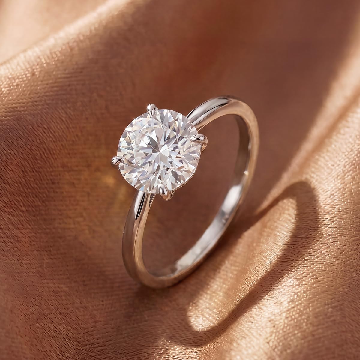 1 x Elegant Simple 925 Silver 925 Round Solitaire Wedding Ring 1ct 3 CT Suitable