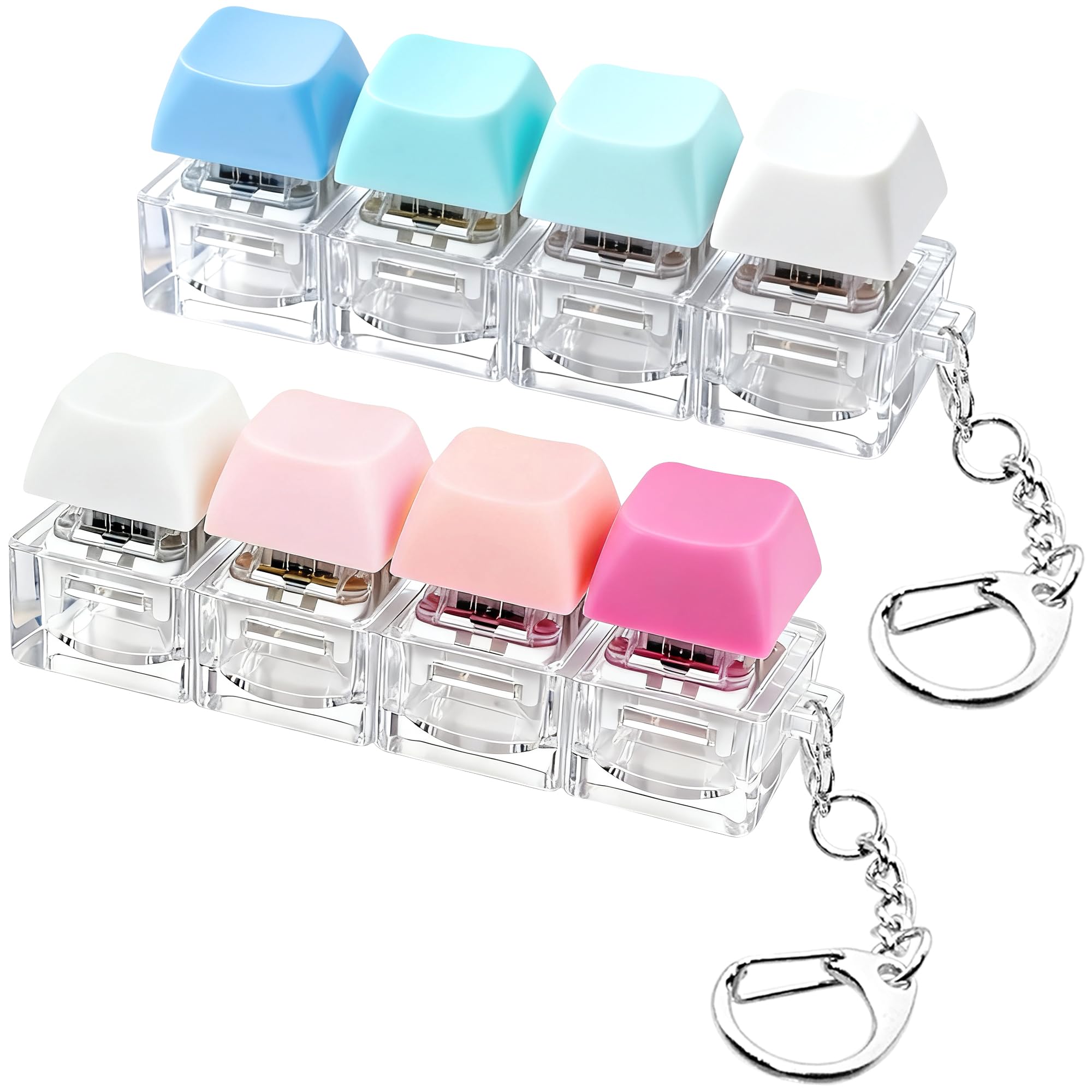 2 PCS Keyboard Fidget Toy, Keyboard Fidget Keychain 4-in-1 Keyboard Decompressio