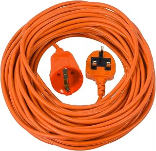 SPARES2GO 20m Mains Cable for Bosch AdvancedRotak UniversalRotak Lawnmower | Long 20 Metres for Outdoor Use with UK 3-pin Power Plug, Fits: 550, 650, 750