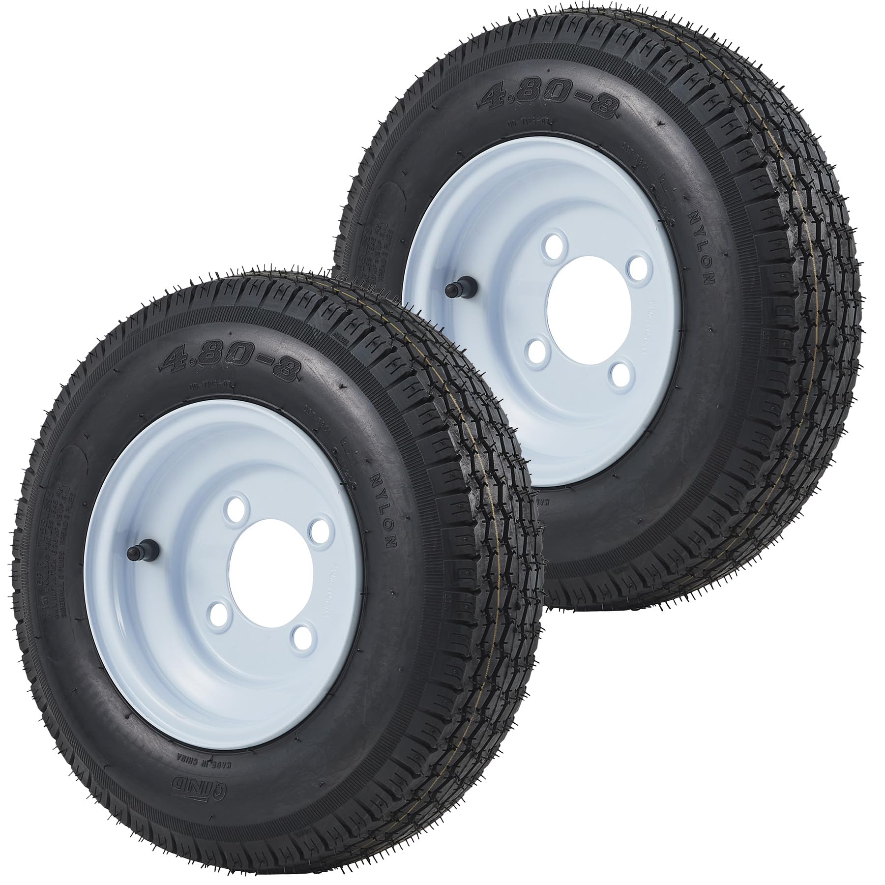 Garvee 2 Pack 4.80-8 4.80x8 480-8 Trailer Tires with 8 inch Rims, 4 Lug on 4 inc