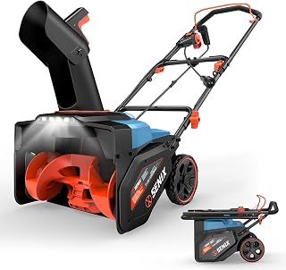 SENIX Corded Snow Blower, 21in, 15Amp, 880lbs/min, 33ft Throw | 12in Clearing Depth, 1800W Motor, 180° Rotating Chute, 4 LED Lights, Electric Snow Thrower for Driveway Sidewalk