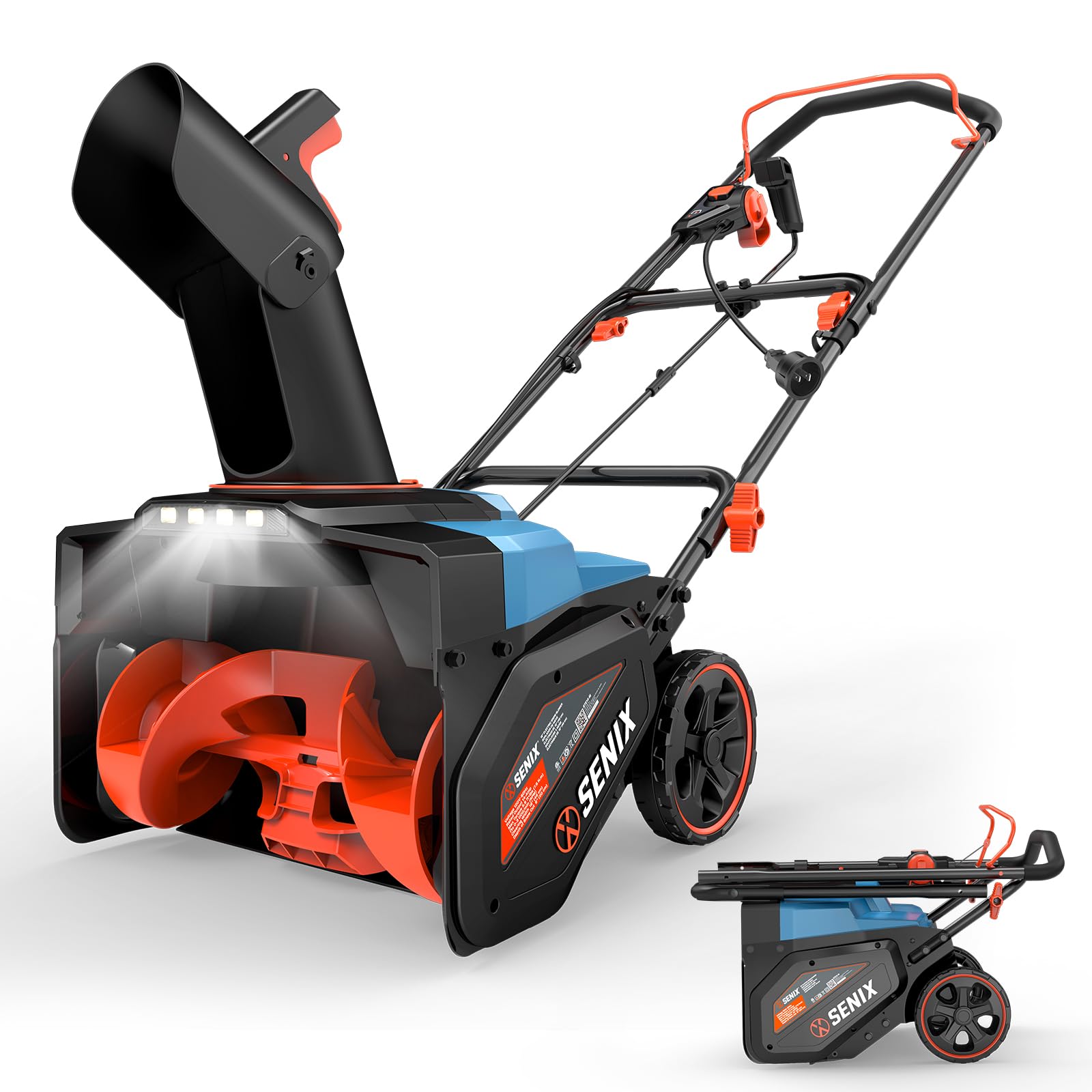SENIX Corded Snow Blower, 21in, 15Amp, 880lbs/min, 33ft Throw | 12in Clearing De