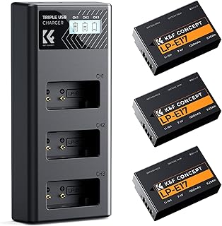 K&F CONCEPT 3-Pack LP-E17 Battery and Upgraded 3-Slot LCD Charger Compatible with Canon EOS R50 R100 RP R10 R8, Powershot V1, T8i T7i T6i T6s SL2 SL3 M3 M5 M6 200D 750D 760D 800D 8000D Camera