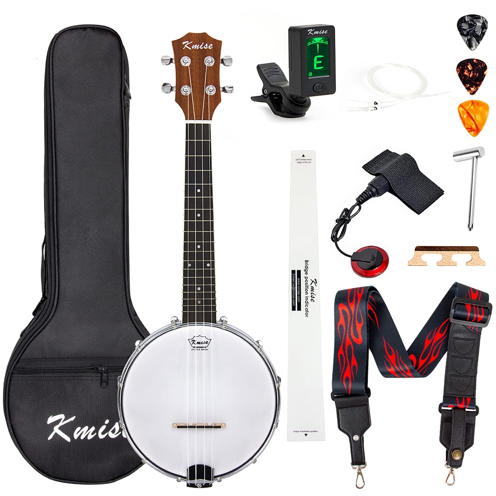 Kmise Concert Size Banjolele, 23'' Sapele 4 Strings Portable Mini Banjo Ukulele,