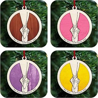 Personalized Ballet Pointe Shoes Ornament - Custom Dancer Name, Ballet Layer Cut Wooden Keepsake, Dancing Ballerina Decor, Dance Recital Gift, Christmas Tree Decoration for Dancer