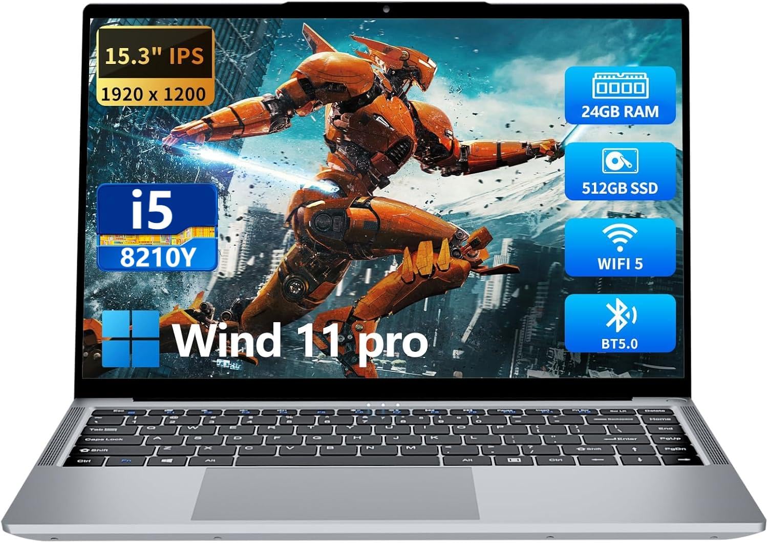 2026 Laptop,15.3 Inch Laptop with i5-8210Y(Up to 3.6GHz), 24GB RAM 512GB SSD,FHD