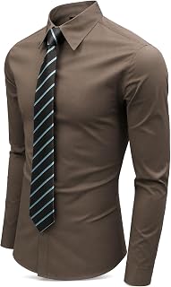 WSLCN Men's Button Down Casual Long Sleeve Slim Fit Elegant Classic Shirt