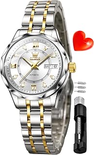 OLEVS woman stainless steel wrist watch mechanical automatic gold luxury self winding women