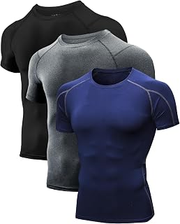 Niksa Men's Compression Shirts 5 Pack, Short Sleeve Athletic Compression Tops Cool Dry Workout T Shirt