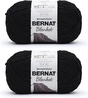 Bernat Blanket Yarn Super Bulky Soft Chenille Yarn Coal 2-Pack | Super Bulky Yarn Size 6, 100% Polyester Blanket Yarn for Crochet, Knitting, 220 Yards, 300g/10.5oz
